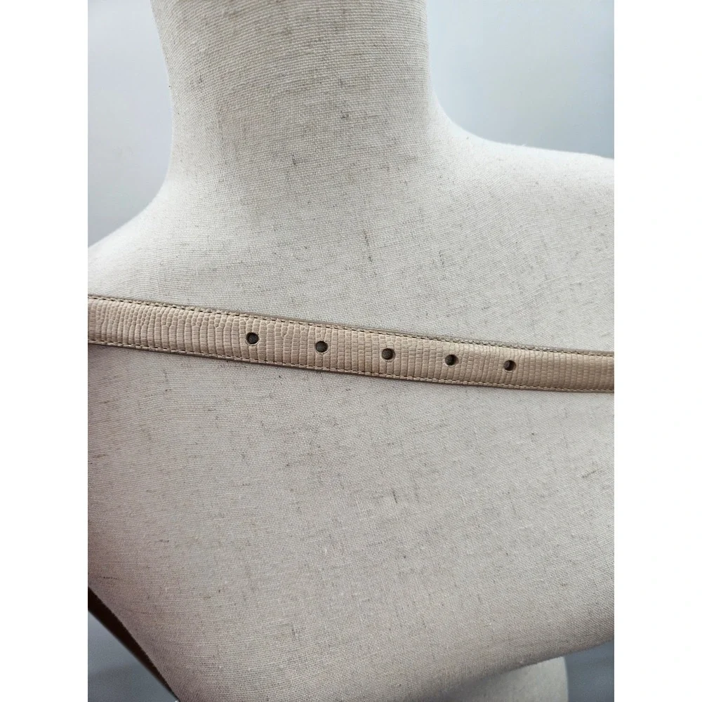 Brighton B10174 Beige Lizard Embossed Leather Skinny Belt Silver Buckle Size M30